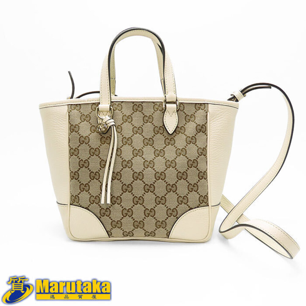 GUCCI Bag GG Canvas Leather Tote Crossbody Shoulder Charm